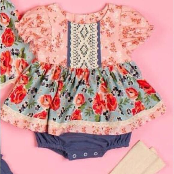 Ricrac & Ruffles Girls Toddler Short Sleeve Skirted Ava Kate Bubble Size 24m/2T - Picture 1 of 7